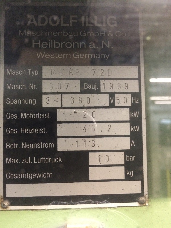 (1989) ILLIG RDKP 72d 4 Stations Thermoforming Machine