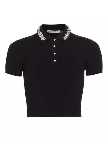 レディースウェア minuere tweed pearl button polo 再入荷】tweed pearl button polo (l.blue) | ミヌエール（m