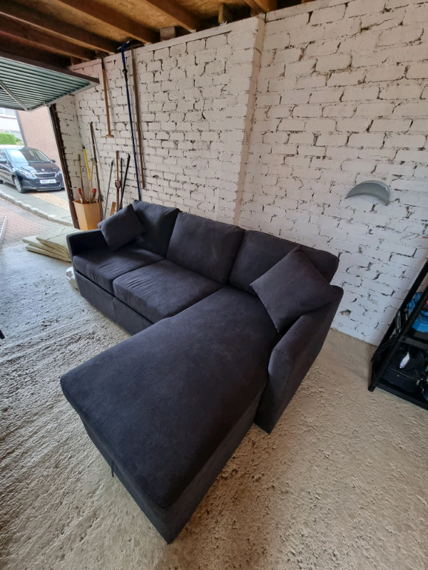 Habitat Reagan Right Corner Fabric Sofa Bed Charcoal in Musselburgh