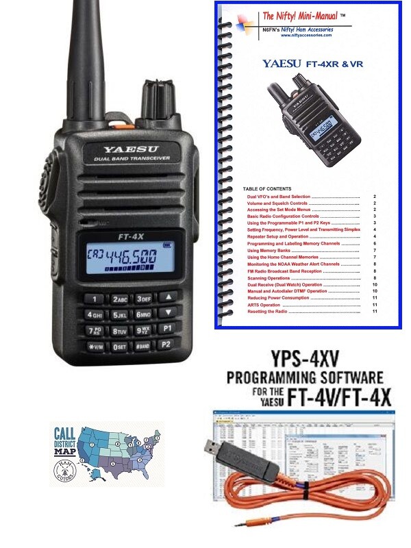 Yaesu FT4XR VHF/UHF HT Radio with RT Systems Prog Kit and Nifty! Mini