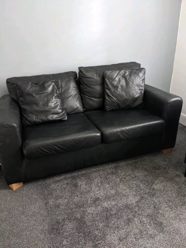 Sold Leather Sofa Bed In, Black Leather Futon Ikea