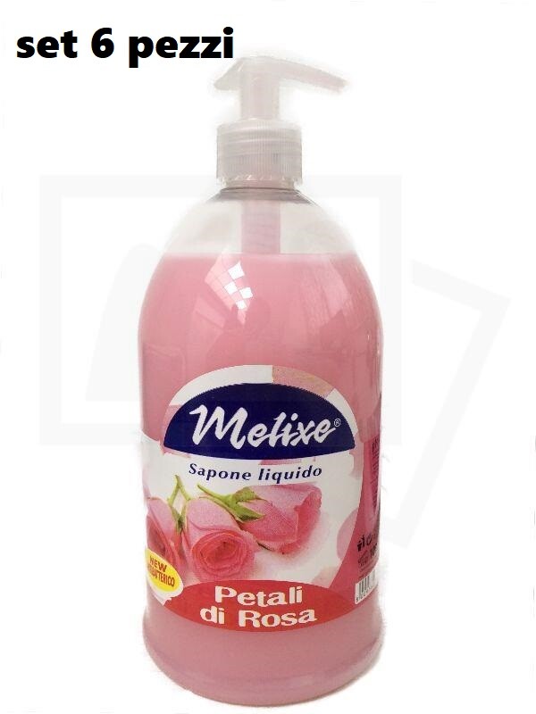 Set 6 Pezzi Sapone Liquido Ph Neutro 1000ml Fragranza Petali Di Rosa sus