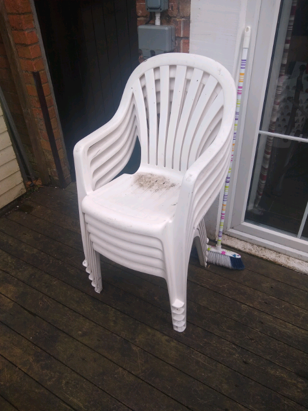 Good quality 5 large plastic white garden chairs | in Lisburn Road, Belfast | Gumtree