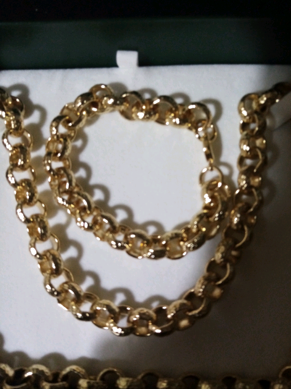 Gold plated luxury heavy 12mm belcher chain and bracelet diamond cut n | in Halesowen, West 