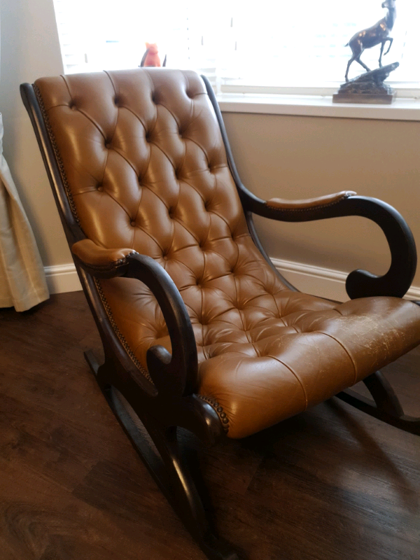 Chesterfield Rocking Chair with rustic brown leather in Hull, East