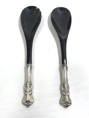 Three Crowns Silversmiths Salad Fork And Spoon Set With Silv