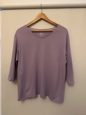 CALIDA Lilac Lavender 3/4 Sleeve Cotton Top Size M UK 12-14 NWOT