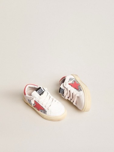 Pre-owned Golden Goose May Red/silver Sparkle Sneakers Brand 39eu