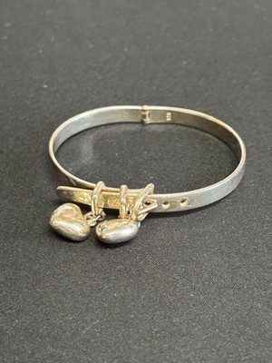 Estate Jewelry Dangle Hearts Collar Bracelet .925 Sterling Silver