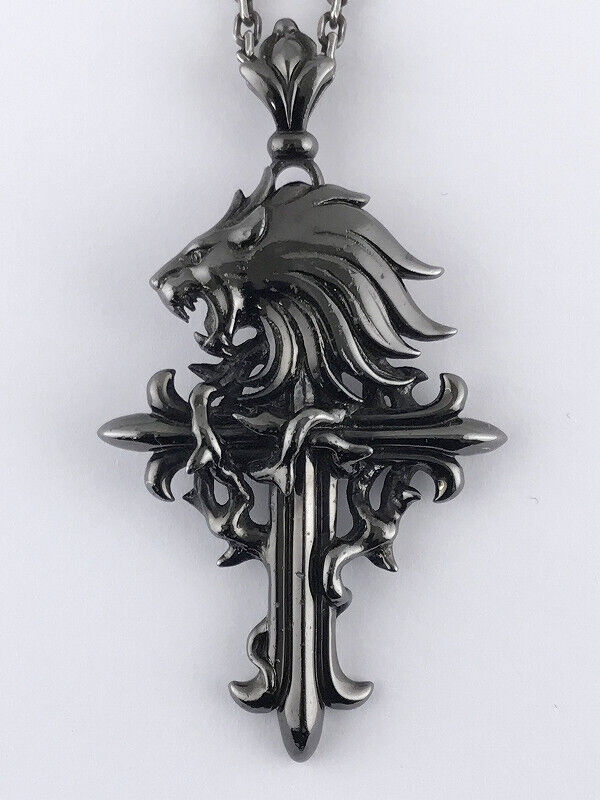 Final Fantasy VIII Sleeping Lionheart Black Silver 925 Necklace Pendant No Box