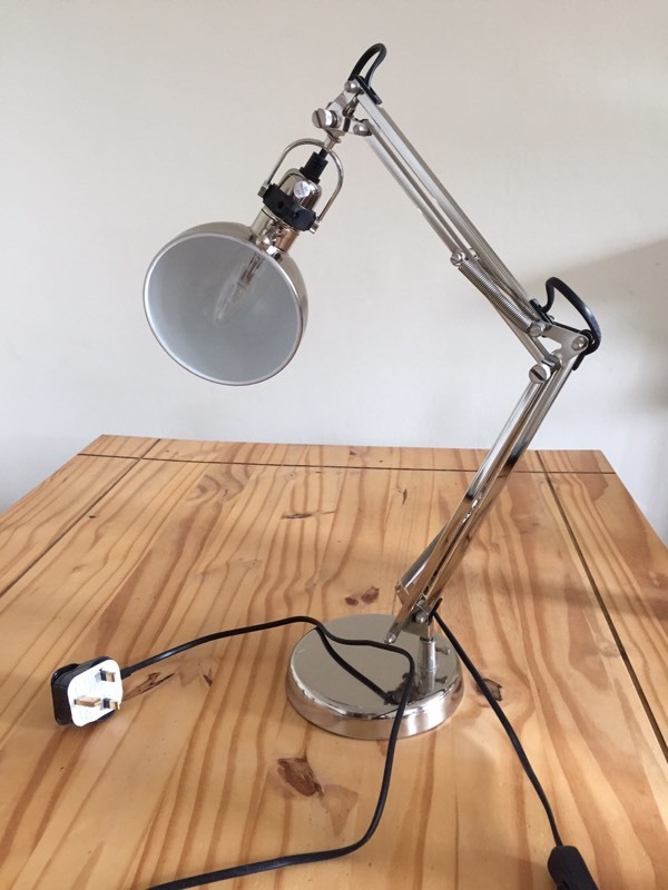Silver IKEA FORSA anglepoise desk lamp in Comely Bank, Edinburgh
