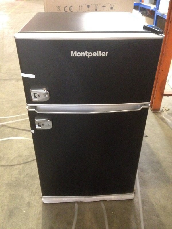 NEW! Montpellier MAB2030K Black Mini Retro Fridge Freezer Shop Soiled