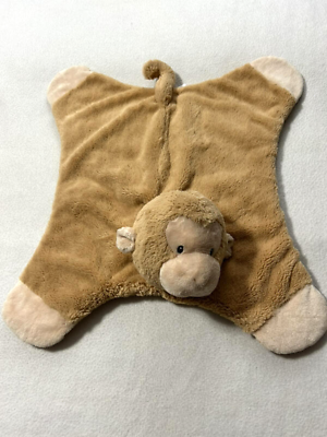 Gund Comfy Cozy Pippy Monkey Baby Blanket Tan Satin Back 58932