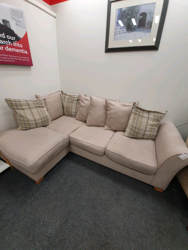 BHF Beige/Grey Fabric Corner Sofa in Aberdeen Gumtree