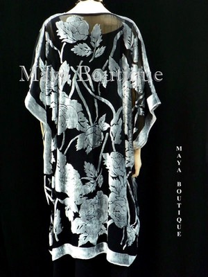 Pre-owned Maya Matazaro Jacket Kimono Duster Silk Burnout Velvet Copper & Black No Fringe  In Copper Brown & Black