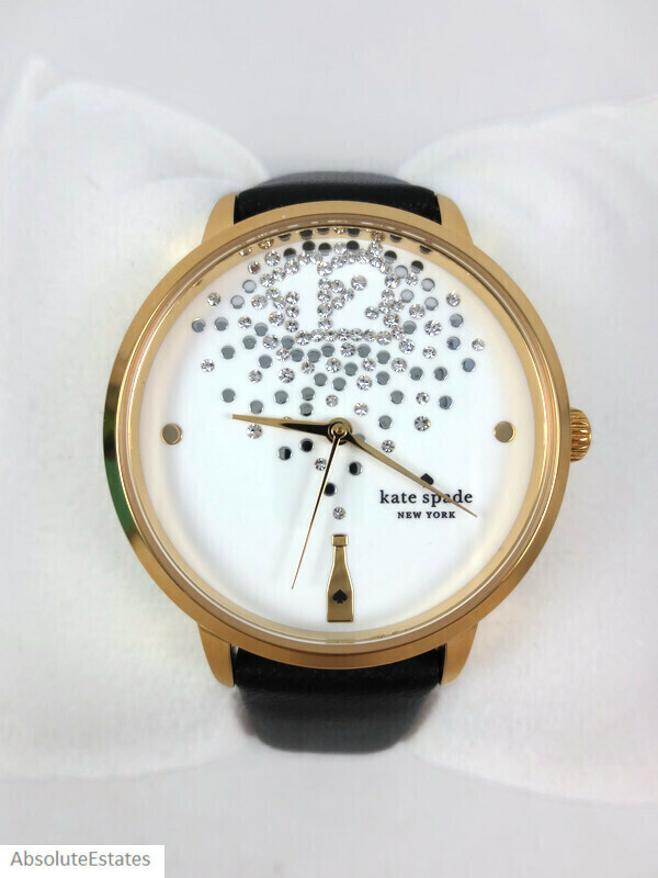 特別価格！kate spade Metro Mesh Shine  KSW1491 NEW Kate Spade Metro Champagne Black Leather Strap Gold