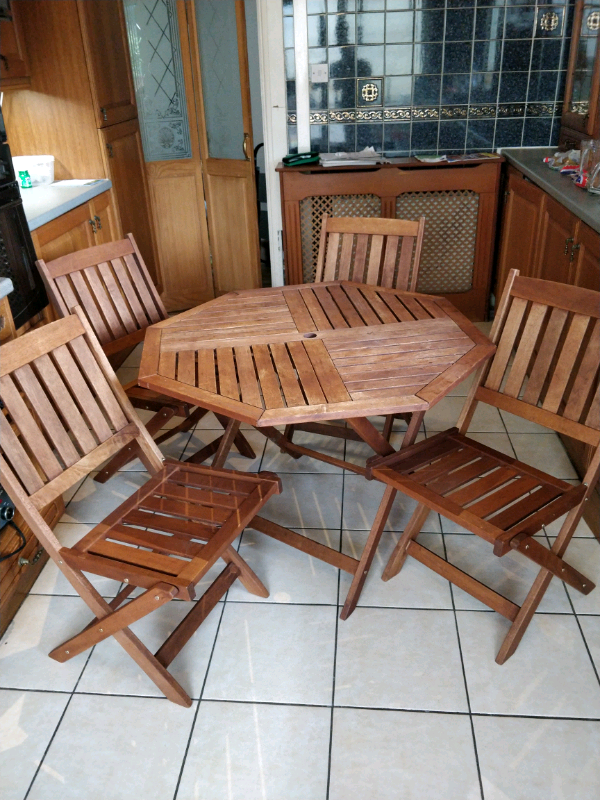 Wooden garden table and chairs | in Manchester | Gumtree