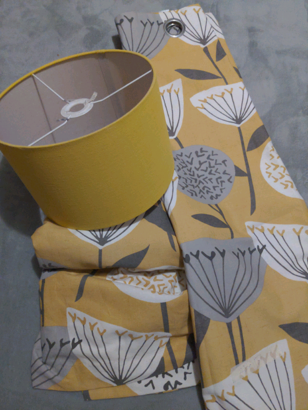 Dunelm Mustard Yellow And Grey Eyelet Curtains in Up Hatherley