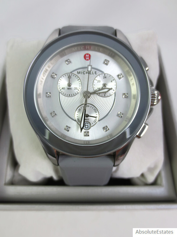 NEW Michele Cape Grey & Silver Stainless Ladies Watch MWW27E000030 NIB Box