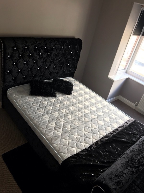 Double bed black suede effect headboard in Worsley, Manchester Gumtree