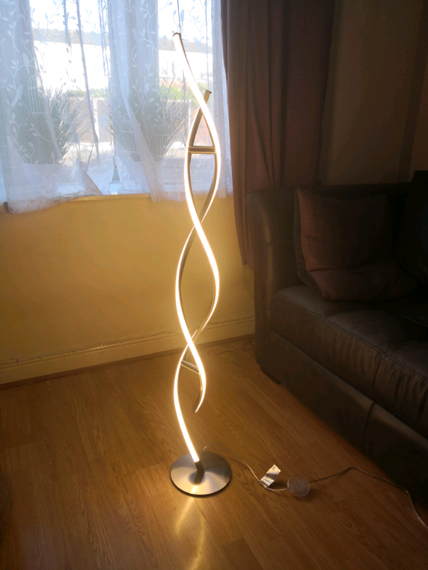 Colours Burnaby Wave Satin Nickel effect LED Floor lamp | in Chelmsley