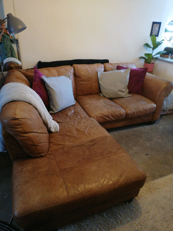 tan leather corner sofa
