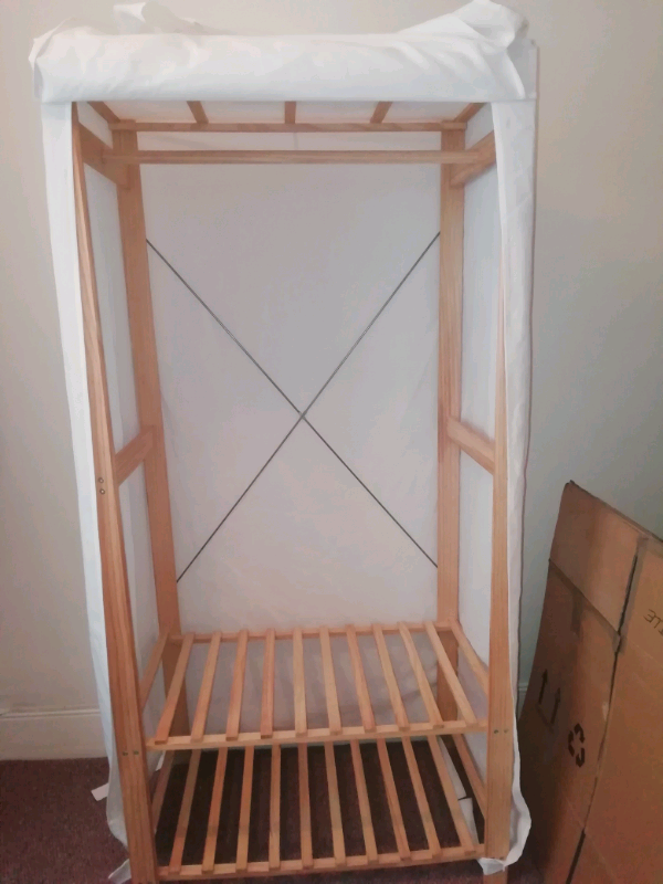 **RESERVED** Single Fabric and wood frame wardrobe in Bedminster
