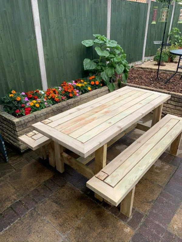 Handmade garden table and benches | in Romford, London | Gumtree