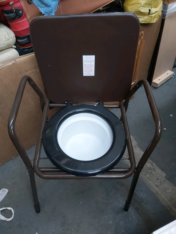 Commode / Chair Quality Wipeable Brown Height Adjustable Commode. It