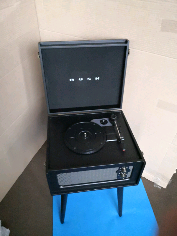 bush classic retro turntable vinyl record player black