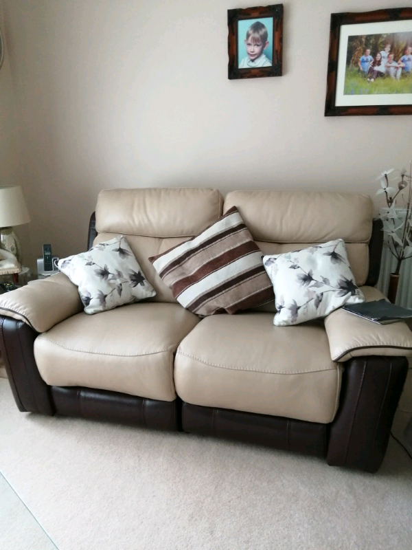 TWO 2 seater leather electric recliner sofas with charging points. in Baglan, Neath Port