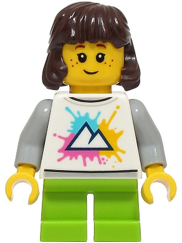 Child - Girl, White Shirt with Mountains Logo, Lime…
