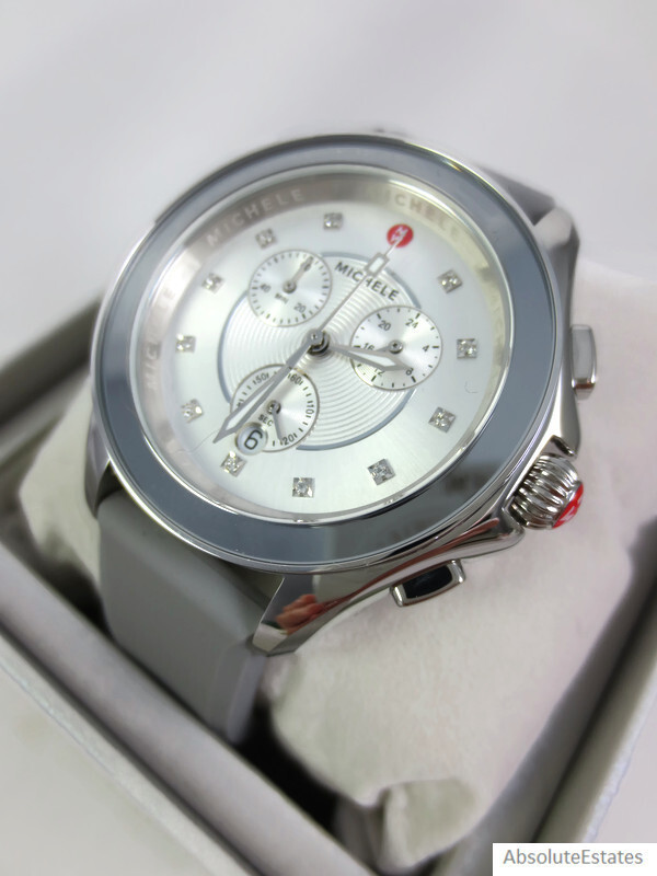 NEW Michele Cape Grey & Silver Stainless Ladies Watch MWW27E000030 NIB Box