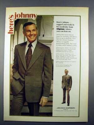 1972 Johnny Carson Apparel Ad - Mason Suit!