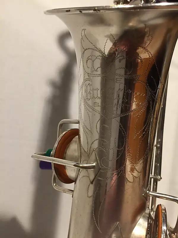 Vintage 1927 Buescher Silver True Tone Curved Alto Excellent Condition W/Case