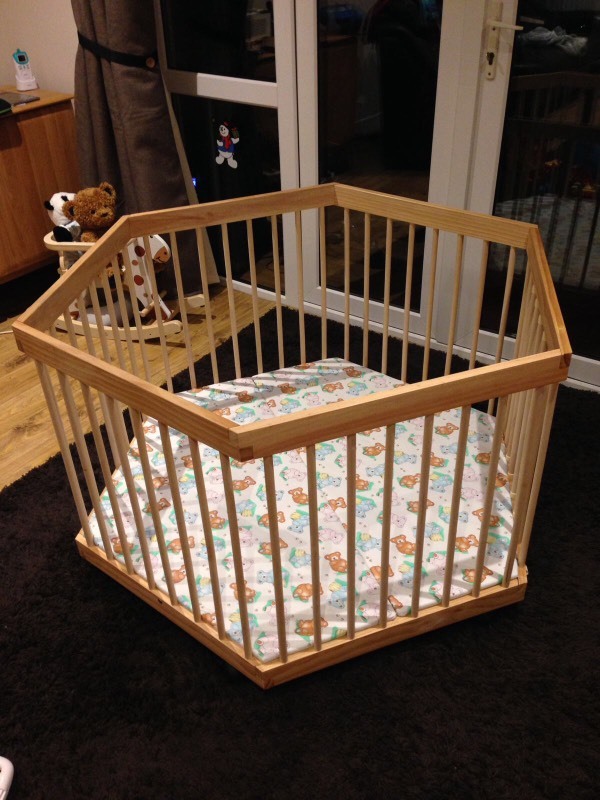 Hexagonal wooden playpen with adjustable height flooring in Dorchester, Dorset Gumtree