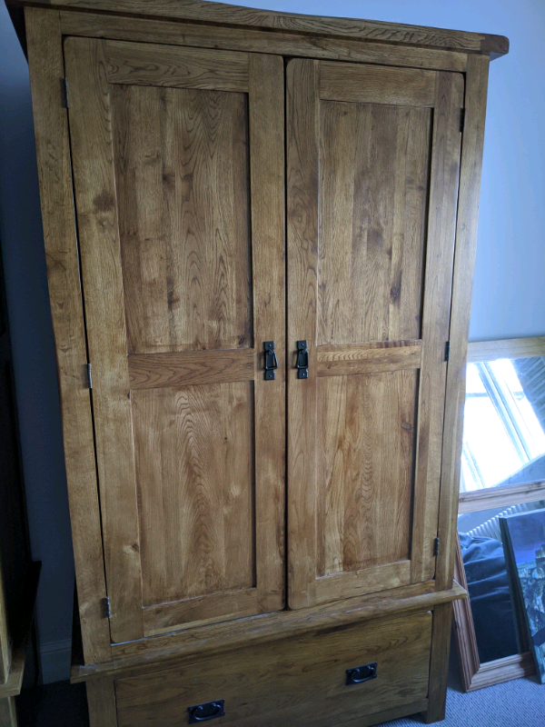 Original Rustic Solid Oak Double Wardrobe Oak Furnitureland In
