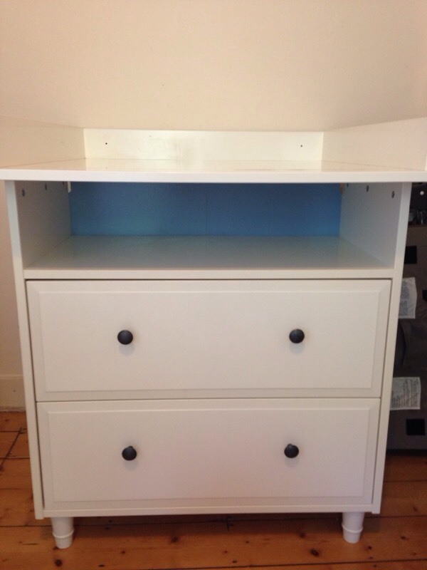White IKEA Hemnes drawers with optional changing table top in Raynes