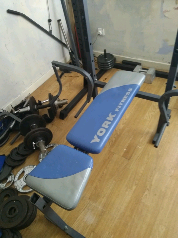 York Fitness Bench With Leg Attachment Fly Attachment Lat Pulldown