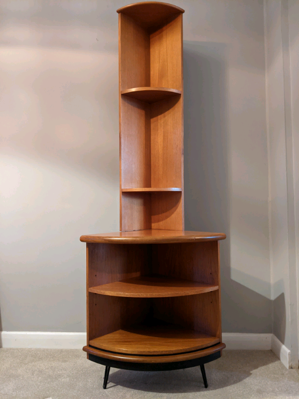 Mid century G Plan Fresco corner display shelf unit in teak atomic in