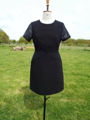 Smart Black Cotton Lace Detail Lined Dress OASIS Size 14 BNWT RRP £55.00