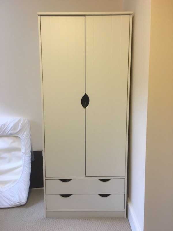 White Homebase Wardrobe With Hanging Rail And Drawers 2 Available