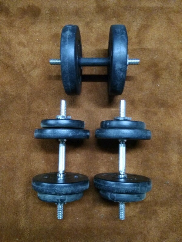 Three Dumbbells w/ 25kg of Vinyl Weights in Newburgh, Fife Gumtree