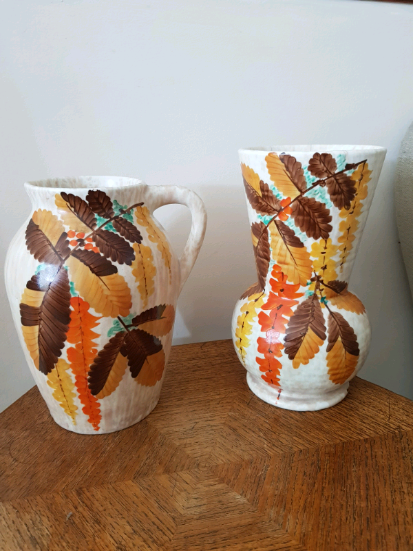 Bewley or bailey pottery stoke on trent 1930's autumnal hand painted j