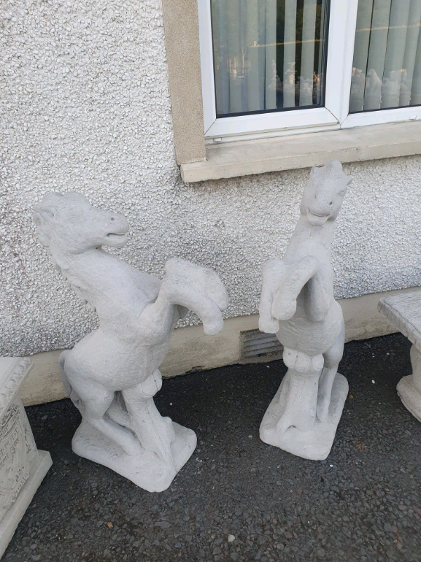 Large Concrete Horses for Pillars Garden Statue in Saintfield, County