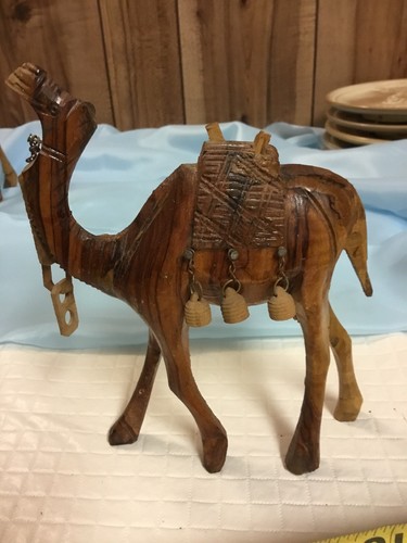 Set Of Five Handcarved Teakwood Camels