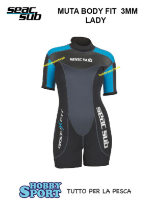 MUTA ESTIVA SEACSUB 3mm BODY FIT CORTO SIZE M LADY CERNIERA POSTERIORE 6931 SEAC