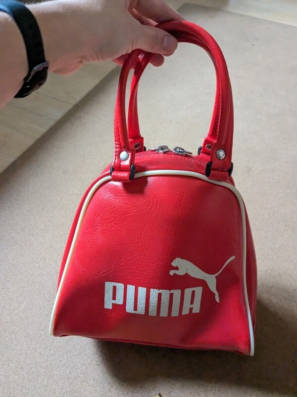 Puma Retro Bowling Style Mini Womens Bag Red Bottom Studs