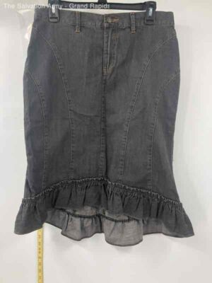 Ralph Lauren Womens Brown Ruffle Regular Fit Denim Midi Trumpet Skirt Size 8