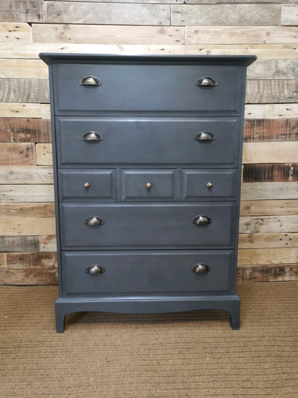 Refurbished Vintage Stag Minstrel Tallboy Chest Of Drawers